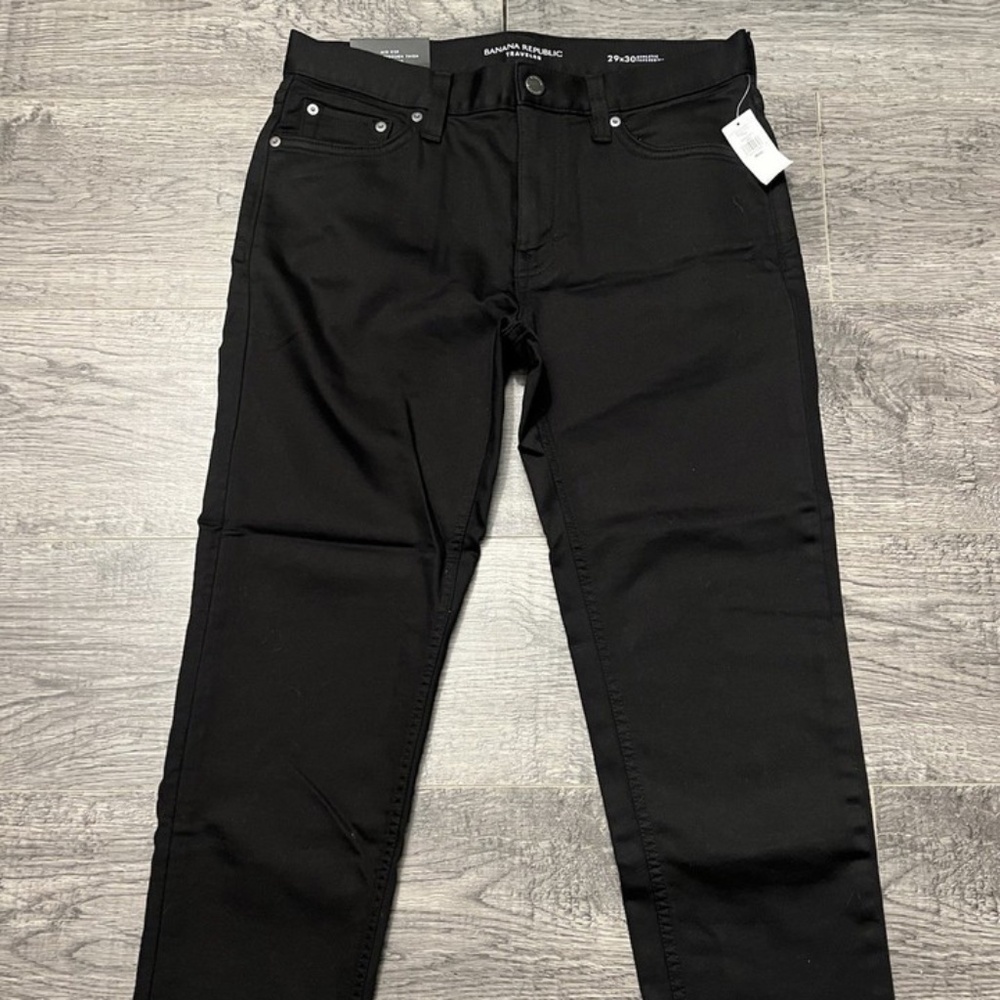 NWT Banana Republic Traveler Athletic Tapered Cropped Denim Jeans 29x26 Black